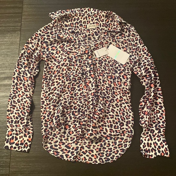 NWT Zadig & Voltaire Women’s Small Cheetah Pink Button Down - Picture 1 of 7